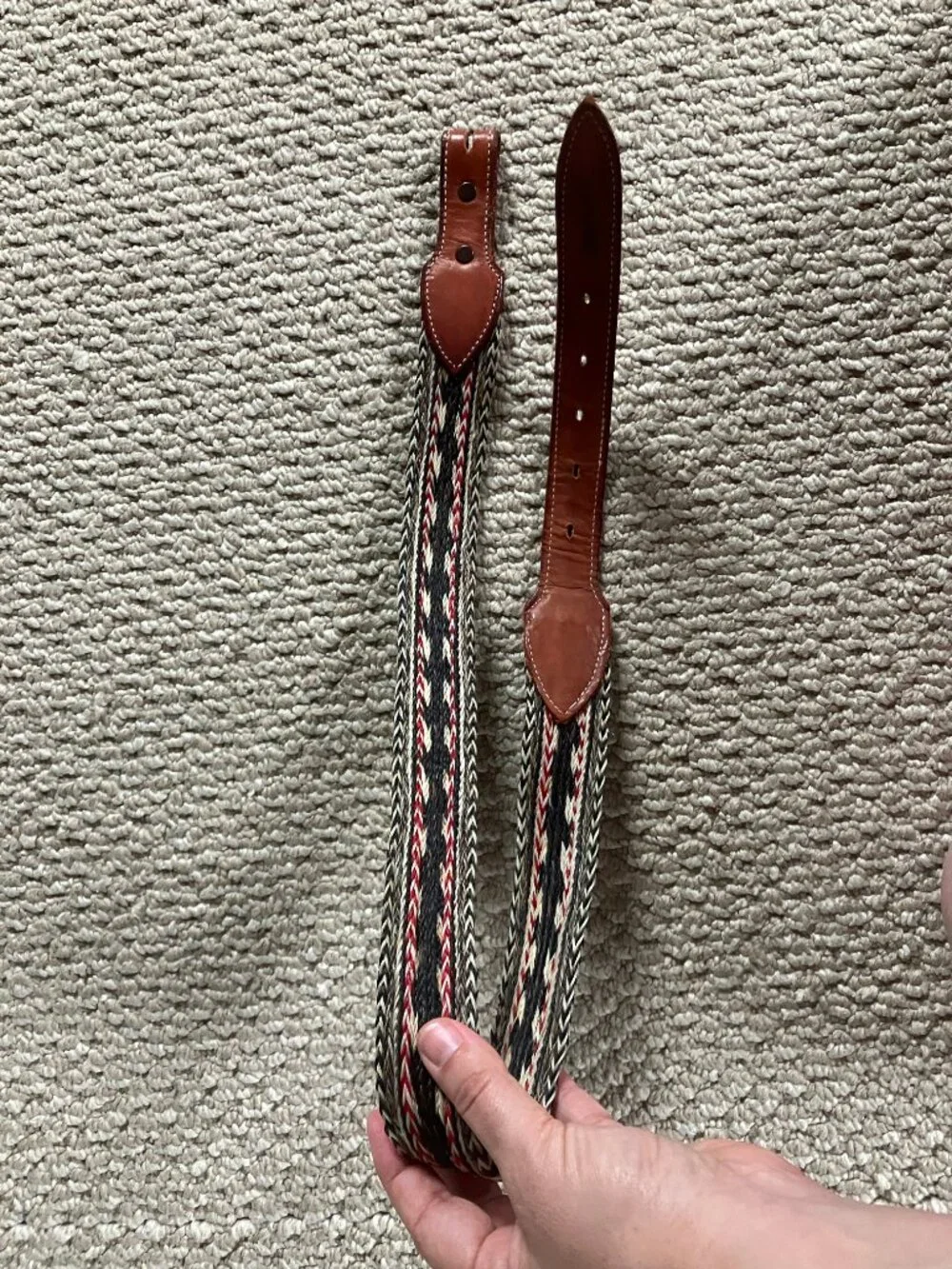 Western Horsehair Braided Belt‎ Blank Size 30 Hand Tooled Leather Brown